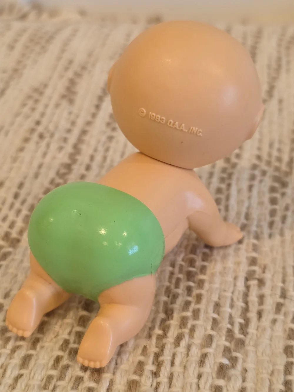 Vintage 1983 Cabbage Patch Green-Diaper Baby Crawling Doll Toy